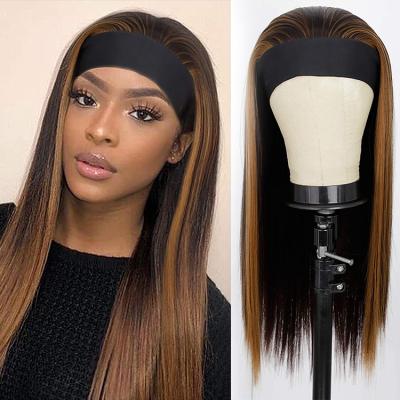 China Wholesale Silky Straight Wave Hair Bone Straight Braiding Wig Extension Cut Cheap Ombre Fiber Hair Curly Synthetic For Black Women Headband Wigs for sale