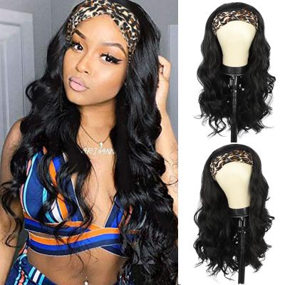 China Body Wave Long Throw On And Go Super Easy Headband Wigs Lace Up Non Glueless For Wavy Hair Half Wigs Beginner DIY Hair Friendly Wigs for sale