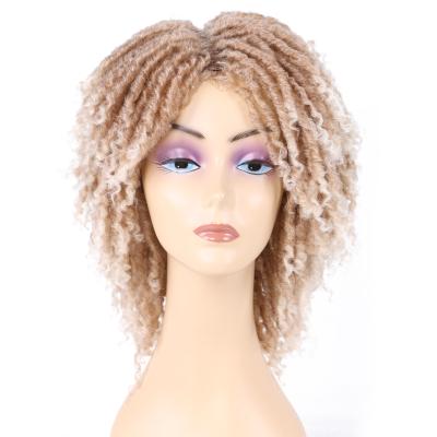 China Wholesale Sellers Freetress Glueless Afro Dreadlock Twist Bob Cut Cheap African Short Blonde Synthetic Hair Braid Wigs For Women for sale