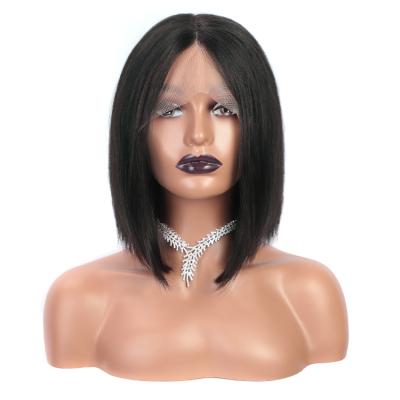 China Brazilian Straight Hair Short Wig Hair Cuticle Aligned Hair Short Bob T Lace Wig Hair Lace Front Wig Black Wigs For Color Women for sale