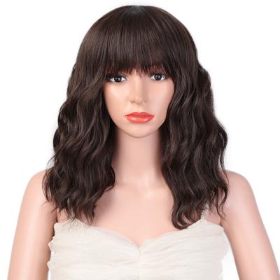 China Hot Selling Black Curly Synthetic Wig Machine Made Fashion Bob Cut For Women Deep Wave Afro Shorts Body Wave Synthetic Wig for sale