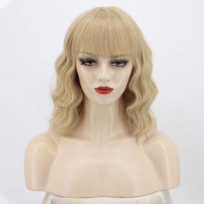 China Good Quality High Temperature Body Wave Fiber Wholesale Supplies Bob Cut Short Synthetic Afro Blonde Kinky Wig for sale