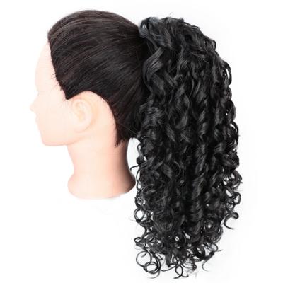 China X-Ring Hair Braided Clip In Synthetic Drawstring Wig Wave Hair Ponytails Afro Long Bouncy Black Extensions for sale