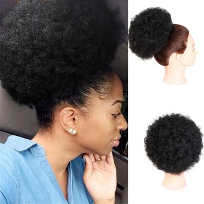 China Short Synthetic Afro Curly Hair Sturdy Curly Bun Drawstring Ponytail Bun Wig For Black Women Ponytail Hair Piece for sale