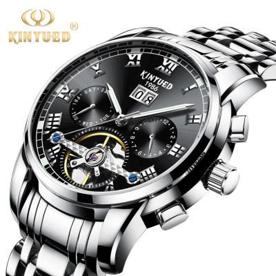 China KINYUED High quality  Tourbillon automatic mechanical movement stainless steel band waterproof Watch for sale