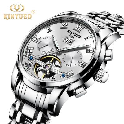 China KINYUED stainless steel tourbillion watch mechanical luminous watch men wristwatch for sale