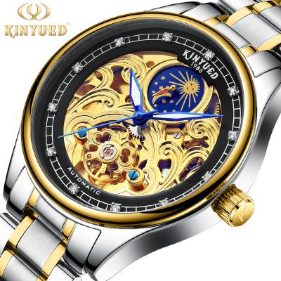 China KINYUED Tourbillon automatic mechani fashion stainless steel men wrist waterproof watch for sale