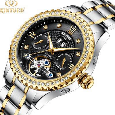 China KINYUED Design your own luxury waterproof mens skeleton automatic tourbillon watch mechanical for sale