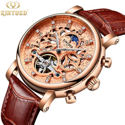 China Luxury brand automatic mechanical movement genuine leather men charm wrist waterproof watch for sale