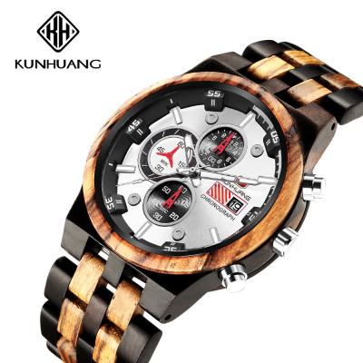 China Man White Dial  Stripes Wooden Quartz Watch Business Wristwatch Water Proof 1020-1 for sale