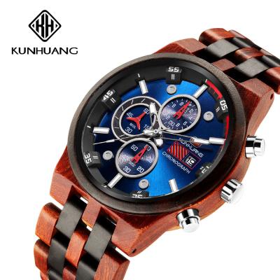 China Man Blue Dial  Stripes Wooden Quartz Watch Business Wristwatch Water Proof 1020-3 for sale