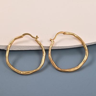 China Environmental Friendly Minimalist and niche irregular concave convex surface temperament circular gold earrings stainless steel earrings for sale