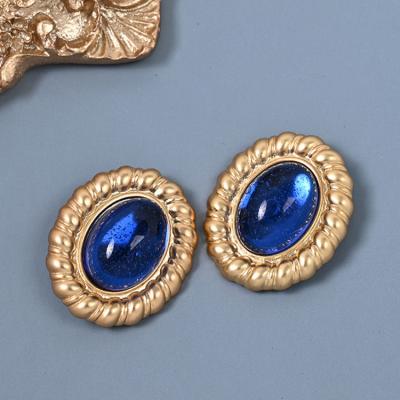 China Vintage Advanced exquisite earrings French retro Twists blue gemstone earrings unique earrings for sale