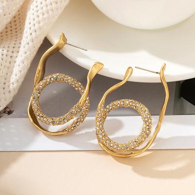 China Environmental Friendly Fashion Custom Two tone Hoop Earrings For Women Cheap Large Circle Earrings for sale