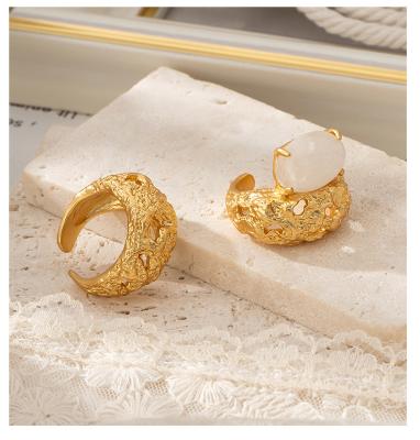 China Environmental Friendly Fashionable personality irregular lava opening ring women's light luxury vintage ring for sale