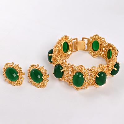 China Environmental Friendly Fashion jewelry bracelets bangles Vintage emerald studded pearl earrings bracelet for sale