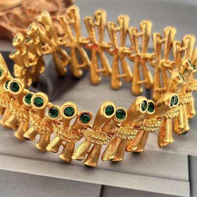 China Environmental Friendly New Style High Quality 18K Plated Brass Rainbow Zircon Bracelets Exquisite Luxury Oval Shape Crystal Bangle Charm Bracelets for sale