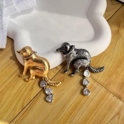 China Fashionable Fashionable and fun animal series brooch gemstone dog brooch for women for sale