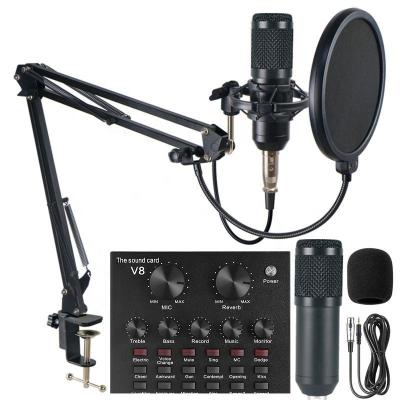 China Headphone Microphone Factory Price Sound Card Scissor Filter Studio Recording Device Condenser Microphone Live Streaming Audio Kit for sale