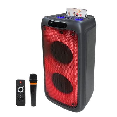 China Factory Price Wireless OEM Dual 8 Inch Powerful Bass Outdoor Portable Trolley Speakers DJ Subwoofer Bluetooth TWS Party Karaoke Speaker for sale