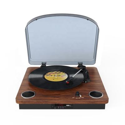 China 33 Table Top 3-Speed ​​Wooden Bluetooth Vinyl Record Turntable Player with Built-in Speakers for sale