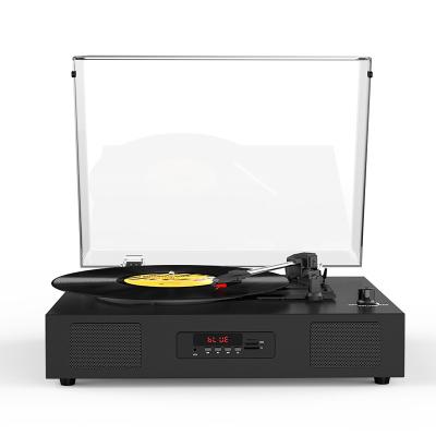 China 3-speed LP USB RCA aux. Bluit-In Speakers All In One Vinyl Wood Wireless Turntable Vintage Radio Usb Tf Fm Bluetooth Record Player for sale