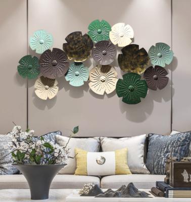 China Eco-friendly Glod Lotus Leaf Plant 3d Wall Art Home Accessories Iron Metal Decoration Articles For Living Room Wall Decor Home for sale