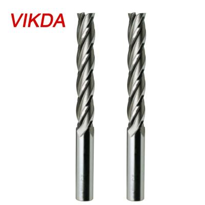 China Vikda HIGH SPEED STEEL HSS extra-long-edged high quality Co8 threaded 4 flute countersink cutter, CNC tool for aluminum and flat bottom end mill Te koop