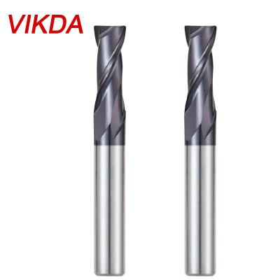 China Cemented Carbide Vikda Applied Alloy Steel Carbide HRC60 Long Edge Fillet Radius End Milling Cutter 2 Flute Solid Coating Te koop