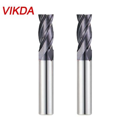 China High Quality Shank 4 Coated Straight Blade Coated Straight Blade Vikda Cemented Carbide CNC End Mill Flat Bottom Solid Carbide Milling Cutter en venta