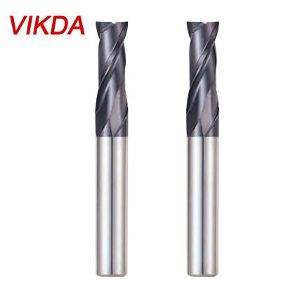 China Cemented Solid Carbide Vikda HRC60 Milling Cutter Milling Machine CNC Coated Long Blade Grooving Flat Bottom 2-Flute End Mill zu verkaufen