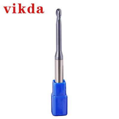 China CNC PROCESS VIKDA solid carbide ball nose end mills with neck/solid carbide ball nose milling cutter with long set for sale