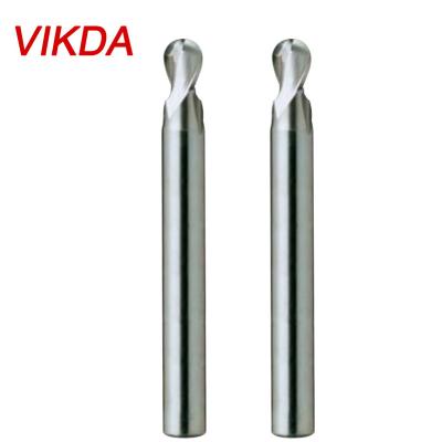 China Vikda HSSCo8 HIGH SPEED STEEL Coated Ball End Mill Cutter CNC Lathe 2 Spline Ball Cutter End Mill for sale