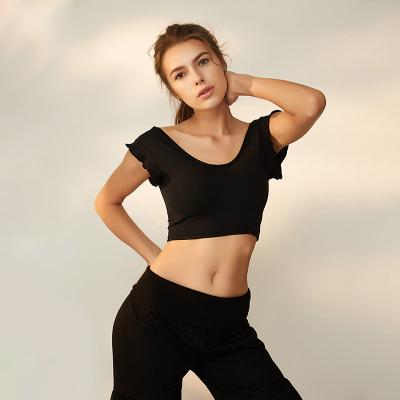 China Anti-Wrinkle Ladies Crop Top T Shirts Workout Plain Short Sleeve Shirt for sale