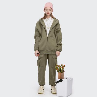 China High Street QUICK DRY winter sports pocket thick stacked track pants unisex men's jogger suits two piece set for sale