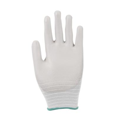 China Non Slip PU Coated Knitted Gloves 13g Polyester PU Gloves for sale