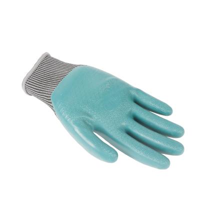 China 13 Gauge Wrinkle Nylon Latex Safety Non Slip Gardening Gloves for sale