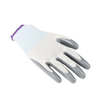 China Nitrile Latex Work Wear Resistant Nylon Skid Resistant Oil Resistant Lightweight Nitrile Gloves for sale