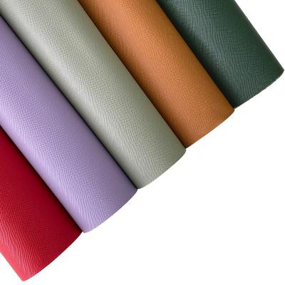 China Anti-rust Solid Color Cross Grind Texture Faux Leather Fabric Roll/sheet/yard Cotton Backing For Shoes/Bag/Wallet Making for sale