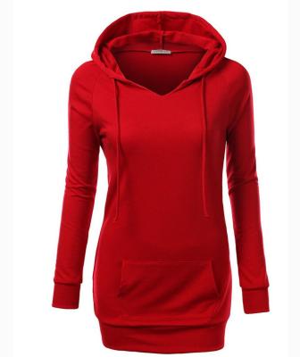 China Anti-Wrinkle Plus Size Custom Ladies Longer Fitted Winter Pullover Hoodies Tops for sale