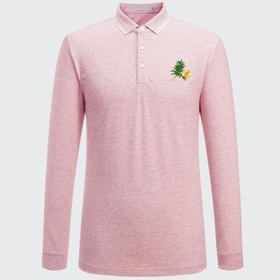 China Classic Pink Moisture Anti-Pilling Sweatshirts Wicking Polo Shirts Long Sleeve Custom Golf Shirts for sale