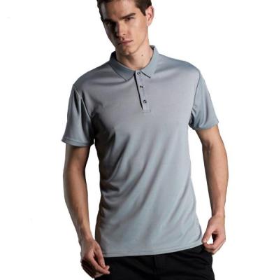 China Anti-pilling No Brand Mens Golf Shirts Solid Polyester Slim Fit Gray Quick Dry Men's Breathable 100% Polo Shirts for sale