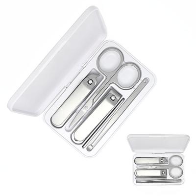 China Portale Professional Stainless Steel Nail Clipper Travel Grooming Kit Five-piece Nail Tool Kit with Plastic Case for Promotion Gift for sale