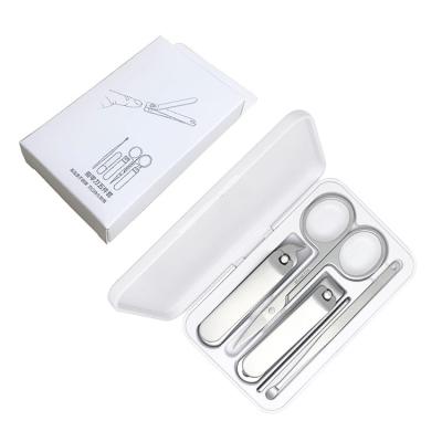 China Amazon Hot Selling Portable 5pcs Nail Clipper Eyebrow Scissor Set Nail Tip Cutters Kit With Magnetic Box For Household Diary for sale