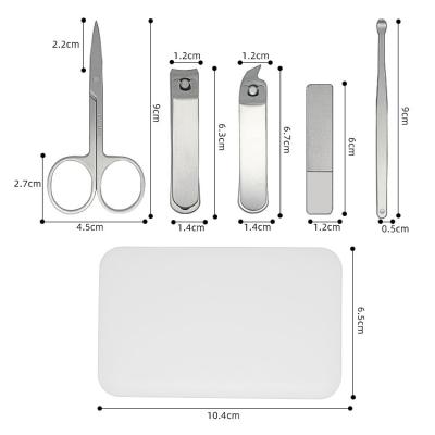 China New Model Portable Stainless Steel Beauty Manicure Tools Nail Clipper Eyebrow Scissor Set Ear Spoon With Storage Box For Supermarket for sale