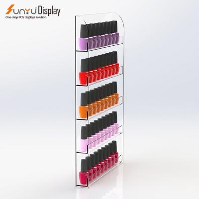 China Fashion style nail polish display cabinet acrylic shelf cosmetic display racks the nail polish display for sale