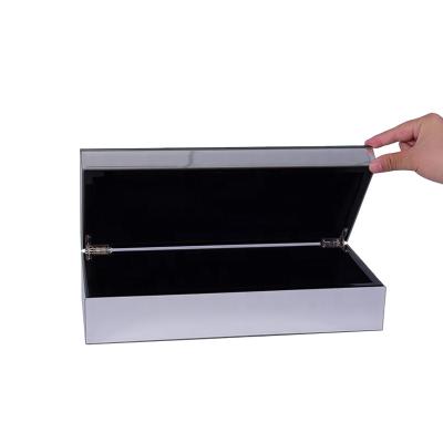 China Black Acrylic Customize Hinge Acrylic Box Fashion Plexiglass Rectangle Acrylic Box Mirror for sale