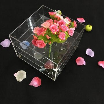 China Display Flowers Waterproof High Quality Preserved Flower Round Acrylic Flower Box Heart Flower Box for sale