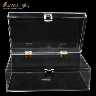 China Custom Clear Acrylic Eyelash Display Box Packaging Box With Hinged Lid for sale