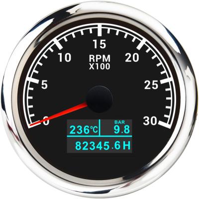 China Diesel General Gasoline Engine 3 Tachometer Water Temperature Motorcycle Tachometer and 1 RPM Meter and Hour and Oil Pressure 85mm for sale